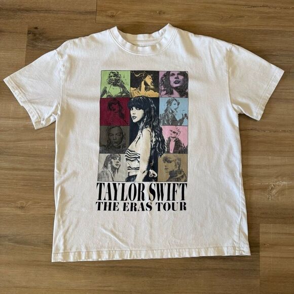 Taylor Swift The Eras Tour Official Merchandise Cream Shirt Size S Pop Iconic - Picture 1 of 4